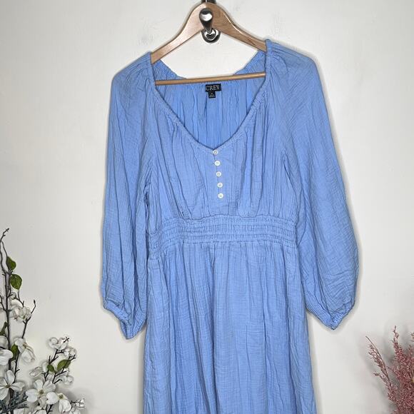 J. CREW V-Neck Midi Dress in Soft Gauze Frozen Lake Blue {GG43} - Picture 3 of 9